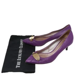 Versace Purple Leather Pointed Toe Pumps Size 41 For Women -Versace Official Website luxury women versace used shoes p479308 001