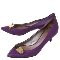 Versace Purple Leather Pointed Toe Pumps Size 41 For Women -Versace Official Website luxury women versace used shoes p479308 002