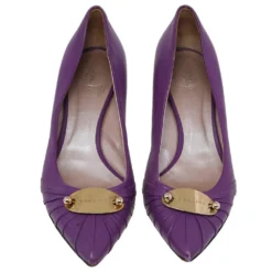 Versace Purple Leather Pointed Toe Pumps Size 41 For Women -Versace Official Website luxury women versace used shoes p479308 005