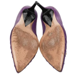 Versace Purple Leather Pointed Toe Pumps Size 41 For Women -Versace Official Website luxury women versace used shoes p479308 007