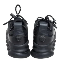Versace Black Leather And Mesh Chain Reaction Sneakers Size 38 For Women 12 Versace Black Leather And Mesh Chain Reaction Sneakers Size 38 For Women -Versace Official Website luxury women versace used shoes p483086 006