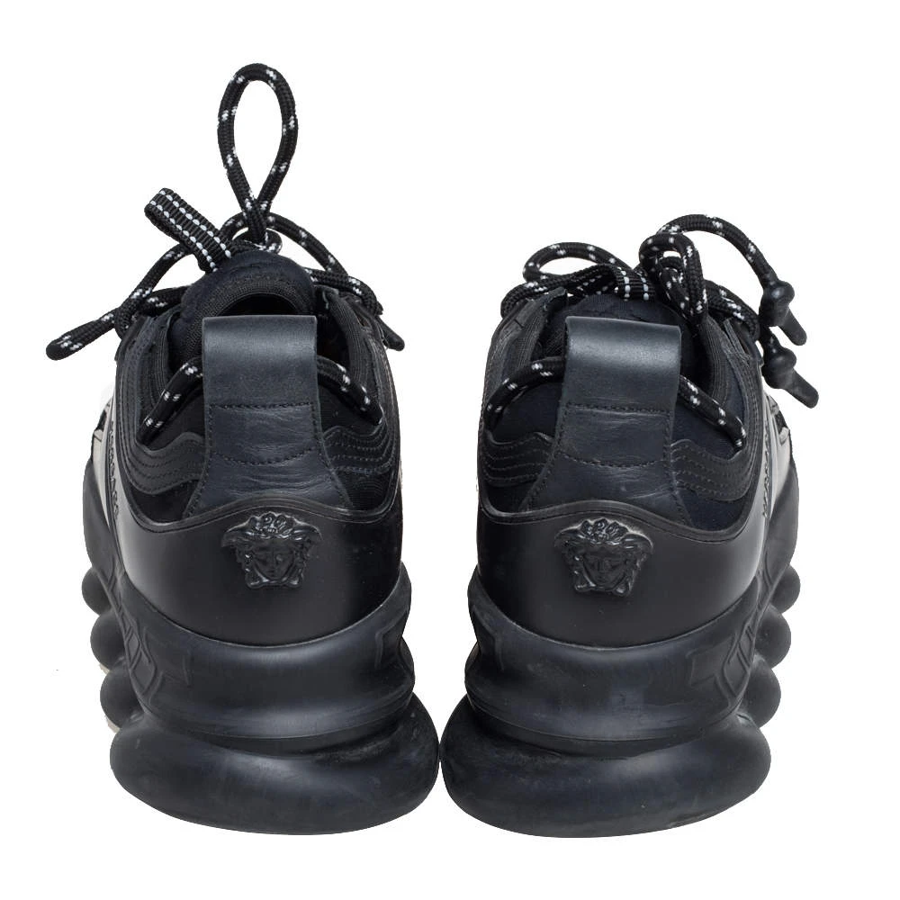 Versace Black Leather And Mesh Chain Reaction Sneakers Size 38 For Women 5 Versace Black Leather And Mesh Chain Reaction Sneakers Size 38 For Women - Image 5