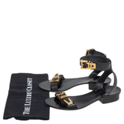 Versace Black Leather Buckle Ankle Strap Sandals Size 38 For Women 15 Versace Black Leather Buckle Ankle Strap Sandals Size 38 For Women -Versace Official Website luxury women versace used shoes p493608 006