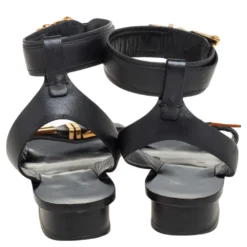 Versace Black Leather Buckle Ankle Strap Sandals Size 38 For Women 12 Versace Black Leather Buckle Ankle Strap Sandals Size 38 For Women -Versace Official Website luxury women versace used shoes p493608 007