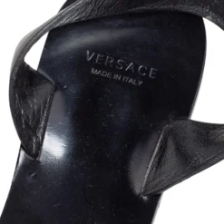 Versace Black Leather Buckle Ankle Strap Sandals Size 38 For Women 14 Versace Black Leather Buckle Ankle Strap Sandals Size 38 For Women -Versace Official Website luxury women versace used shoes p493608 008