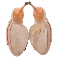 Versace Multicolor Barocco Printed Leather Clog Platform Sandals Size 40 For Women -Versace Official Website luxury women versace used shoes p498466 002