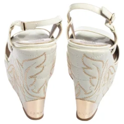 Versace White Patent Leather Quilted Wedge Platform Sandals Size 40 For Women -Versace Official Website luxury women versace used shoes p498529 005