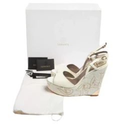 Versace White Patent Leather Quilted Wedge Platform Sandals Size 40 For Women -Versace Official Website luxury women versace used shoes p498529 1632285367 010