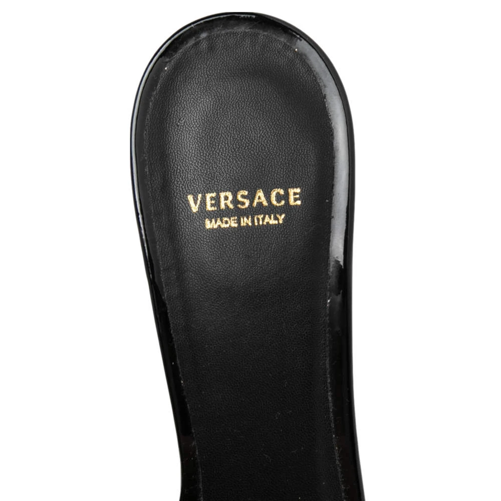 Versace Black Patent Leather Medusa Heel Slide Sandals Size 40 For Women 7 Versace Black Patent Leather Medusa Heel Slide Sandals Size 40 For Women - Image 7