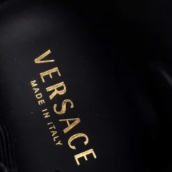 Versace Black Leather And Canvas High Top Sneakers Size 44 For Women -Versace Official Website luxury women versace used shoes p508850 1633761672 008