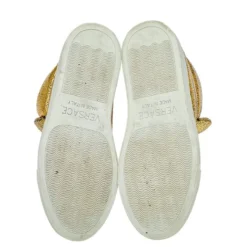 Versace Metallic Gold Crackle Leather Medusa High Top Sneakers Size 35.5 For Women -Versace Official Website luxury women versace used shoes p509365 1634013010 008