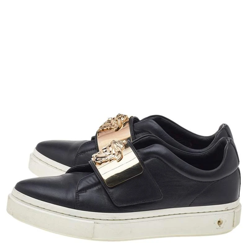 Versace Black Leather Medusa Embellished Velcro Strap Low Top Sneakers Size 37 For Women 4 Versace Black Leather Medusa Embellished Velcro Strap Low Top Sneakers Size 37 For Women - Image 4