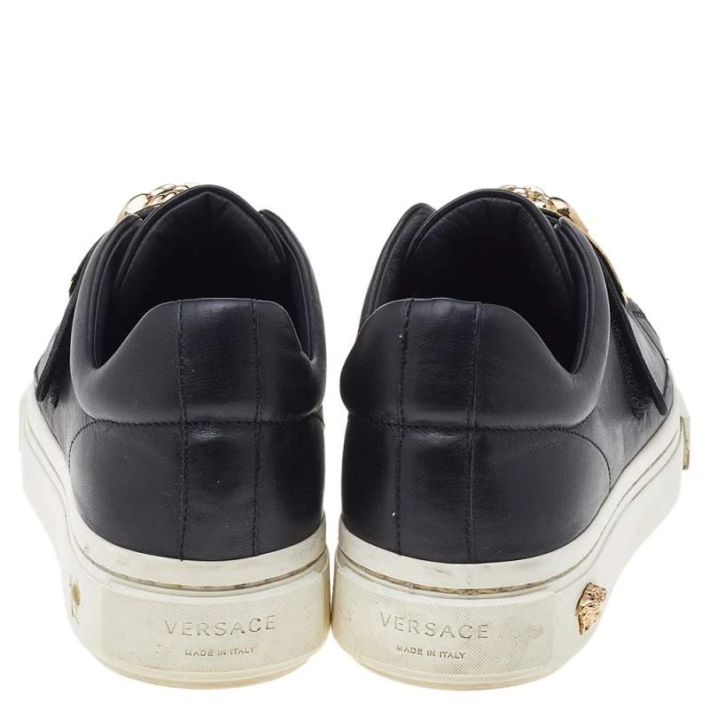 Versace Black Leather Medusa Embellished Velcro Strap Low Top Sneakers Size 37 For Women 5 Versace Black Leather Medusa Embellished Velcro Strap Low Top Sneakers Size 37 For Women - Image 5
