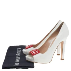 Versace White Patent Leather Embellished Peep Toe Pumps Size 37 For Women -Versace Official Website luxury women versace used shoes p513834 004