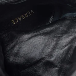 Versace Black Patent Quilted Leather Pointed Toe Knee Length Boots Size 39 For Women -Versace Official Website luxury women versace used shoes p514403 007