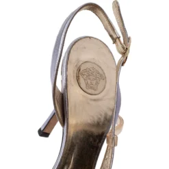 Versace Metallic Light Purple Leather And PVC Slingback Sandals Size 39 For Women -Versace Official Website luxury women versace used shoes p519433 003