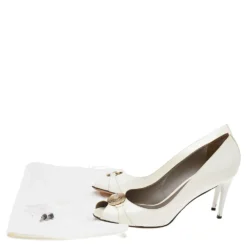 Versace White Patent Leather Medusa Peep Toe Pumps Size 39 For Women -Versace Official Website luxury women versace used shoes p533468 004