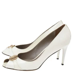 Versace White Patent Leather Medusa Peep Toe Pumps Size 39 For Women -Versace Official Website luxury women versace used shoes p533468 005