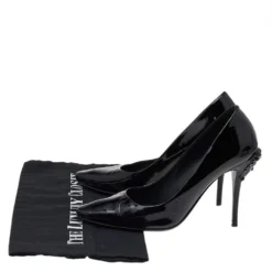 Versace Black Patent Leather Medusa Heel Pumps Size 36 For Women -Versace Official Website luxury women versace used shoes p534298 001