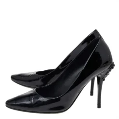 Versace Black Patent Leather Medusa Heel Pumps Size 36 For Women -Versace Official Website luxury women versace used shoes p534298 002