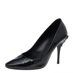 Versace Black Patent Leather Medusa Heel Pumps Size 36 For Women