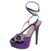 Versace Purple Suede And Patent Leather Platform Ankle Strap Sandals Size 36 For Women
