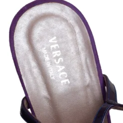 Versace Purple Suede And Patent Leather Platform Ankle Strap Sandals Size 36 For Women -Versace Official Website luxury women versace used shoes p536781 006