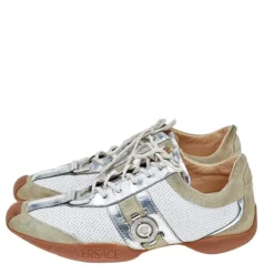 Versace Multicolor Leather And Suede Logo Detail Low Top Sneakers Size 36 For Women -Versace Official Website luxury women versace used shoes p542309 1637417125 004