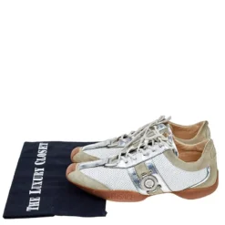 Versace Multicolor Leather And Suede Logo Detail Low Top Sneakers Size 36 For Women -Versace Official Website luxury women versace used shoes p542309 1637417130 005