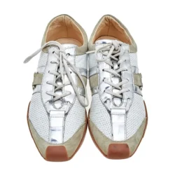 Versace Multicolor Leather And Suede Logo Detail Low Top Sneakers Size 36 For Women -Versace Official Website luxury women versace used shoes p542309 1637417135 006