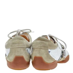 Versace Multicolor Leather And Suede Logo Detail Low Top Sneakers Size 36 For Women -Versace Official Website luxury women versace used shoes p542309 1637417139 007