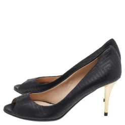 Versace Black Quilted Leather Peep Toe Pumps Size 38 For Women -Versace Official Website luxury women versace used shoes p542801 008