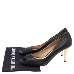 Versace Black Quilted Leather Peep Toe Pumps Size 38 For Women -Versace Official Website luxury women versace used shoes p542801 009