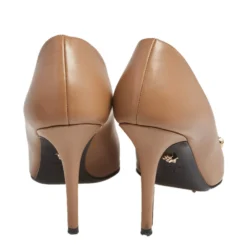 Versace Brown Leather Pointed Toe Pumps Size 40 For Women -Versace Official Website luxury women versace used shoes p551137 004