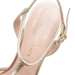 Versace Gold Leather And Mesh Double Platform Sandals Size 38.5 For Women -Versace Official Website luxury women versace used shoes p551966 009