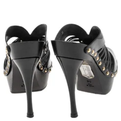 Versace Black Patent Leather And Wooden Platform Medusa Sandals Size 36 For Women -Versace Official Website luxury women versace used shoes p555356 001