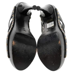 Versace Black Patent Leather And Wooden Platform Medusa Sandals Size 36 For Women -Versace Official Website luxury women versace used shoes p555356 002