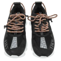 Versace Black Mesh And Nubuck Chain Reaction Sneakers Size 39 For Women 10 Versace Black Mesh And Nubuck Chain Reaction Sneakers Size 39 For Women -Versace Official Website luxury women versace used shoes p559610 002