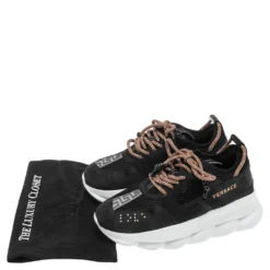 Versace Black Mesh And Nubuck Chain Reaction Sneakers Size 39 For Women 15 Versace Black Mesh And Nubuck Chain Reaction Sneakers Size 39 For Women -Versace Official Website luxury women versace used shoes p559610 007