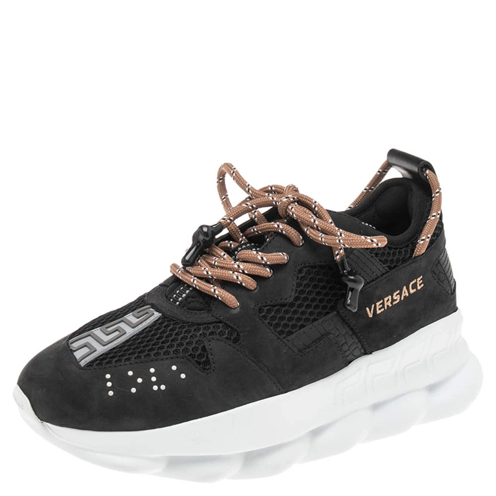 Versace Black Mesh And Nubuck Chain Reaction Sneakers Size 39 For Women 1 Versace Black Mesh And Nubuck Chain Reaction Sneakers Size 39 For Women