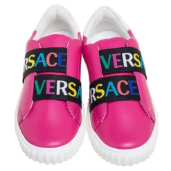 Versace Pink Leather Slip-On Sneakers Size 36 For Women -Versace Official Website luxury women versace used shoes p560534 005