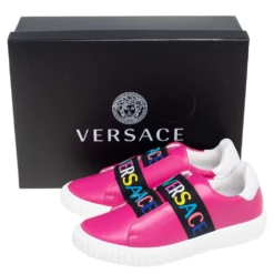 Versace Pink Leather Slip-On Sneakers Size 36 For Women -Versace Official Website luxury women versace used shoes p560534 009