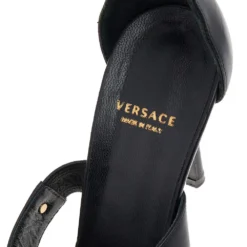 Versace Black Leather Medusa Ankle Strap Sandals Size 36 For Women -Versace Official Website luxury women versace used shoes p565364 009