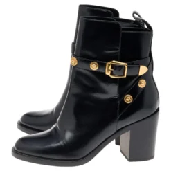 Versace Black Leather Medusa Ankle Length Boots Size 37 For Women -Versace Official Website luxury women versace used shoes p565825 002