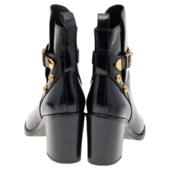 Versace Black Leather Medusa Ankle Length Boots Size 37 For Women -Versace Official Website luxury women versace used shoes p565825 003