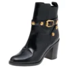 Versace Black Leather Medusa Ankle Length Boots Size 37 For Women