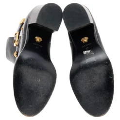Versace Black Leather Medusa Ankle Length Boots Size 37 For Women -Versace Official Website luxury women versace used shoes p565825 007