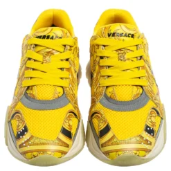 Versace Multicolor Leather And Mesh Flower Print Fur Lace Up Sneakers Size 38 For Women 10 Versace Multicolor Leather And Mesh Flower Print Fur Lace Up Sneakers Size 38 For Women -Versace Official Website luxury women versace used shoes p565844 001