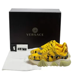 Versace Multicolor Leather And Mesh Flower Print Fur Lace Up Sneakers Size 38 For Women 15 Versace Multicolor Leather And Mesh Flower Print Fur Lace Up Sneakers Size 38 For Women -Versace Official Website luxury women versace used shoes p565844 009