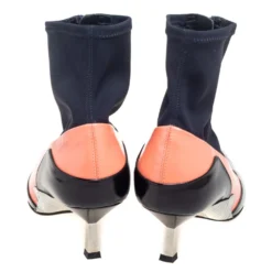 Versace Multicolor Fabric And Leather Sock Ankle Length Boots Size 38 For Women -Versace Official Website luxury women versace used shoes p569931 003